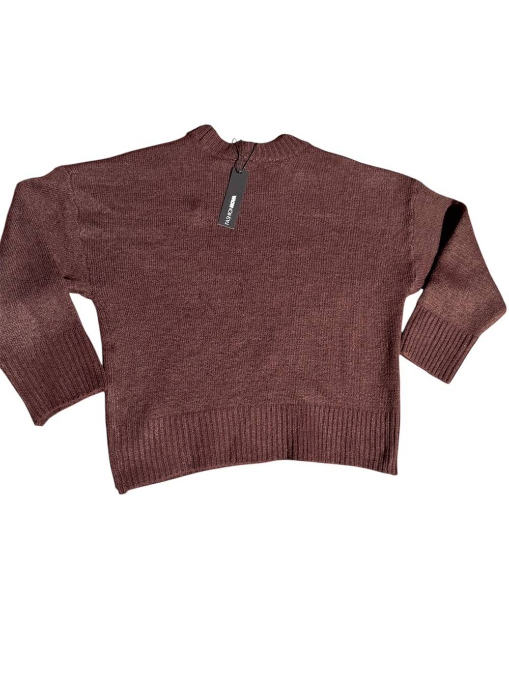 Fashion Nova Layin Sweater Brown Knit Pullover Size Large NWT - Picture 3 of 5